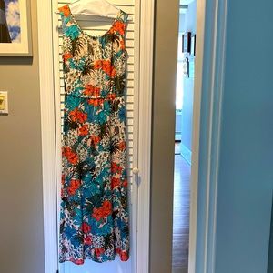Talbots sleeveless tropical maxi print